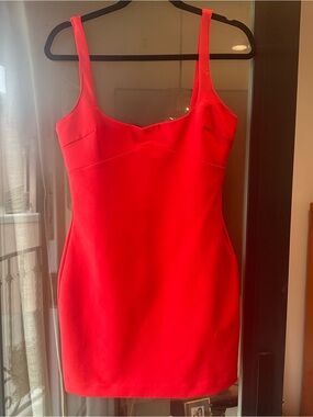 Zara Bold Red Mini Dress with Square Neck